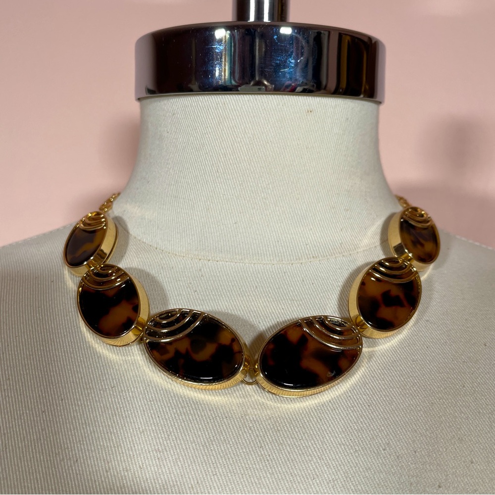 Vintage Gold Tone Animal Print Fall Autumn Whimsical Halloween Abstract Necklace